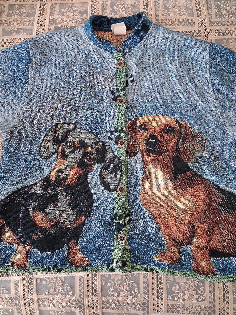 Vintage 80s Sugar Street Weavers Dachshund Tapestry